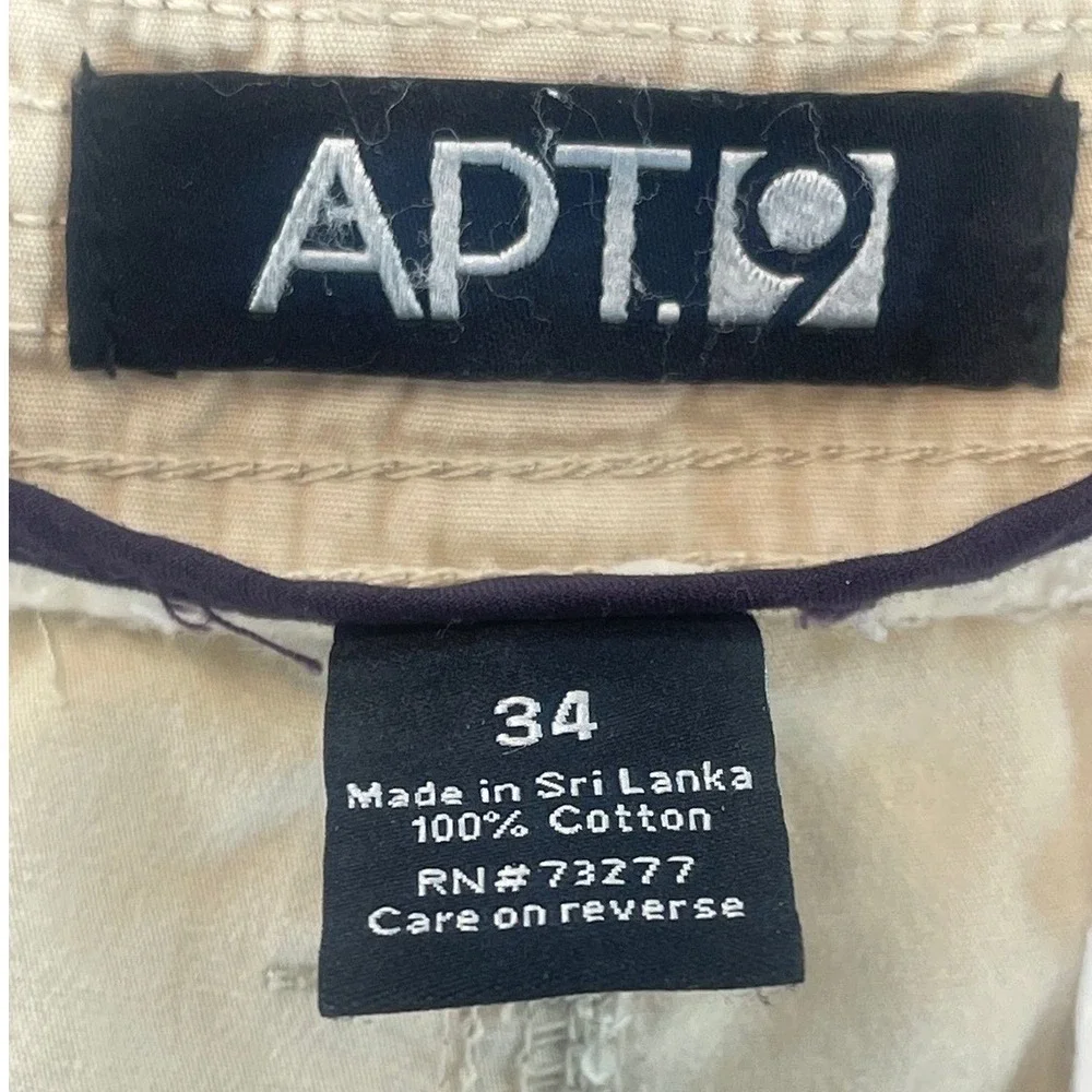 Apt. 9 Mens Cargo Shorts Size 34‎ Beige 100% Cotton Casual Summer Outdoors